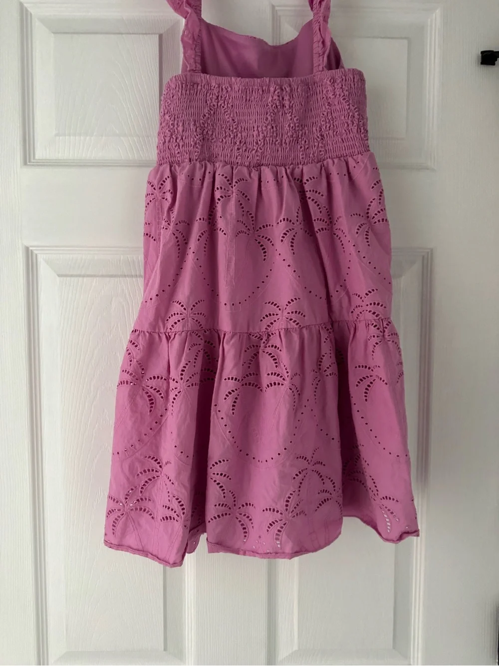 Girls Pink Eyelet Sundress with Ruffle Straps